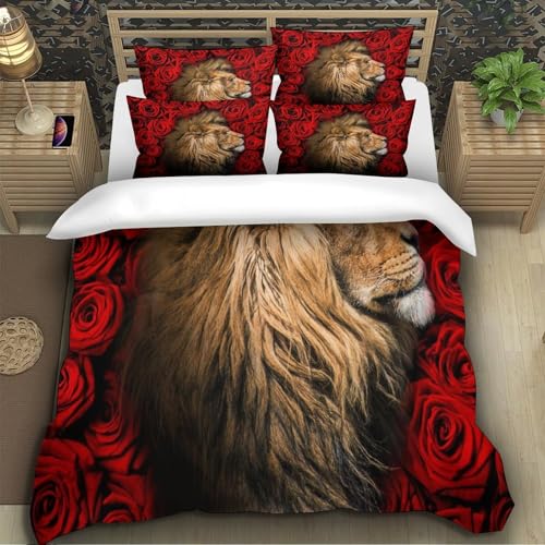 Parure de lit lion avec impression 3D haute définition durable