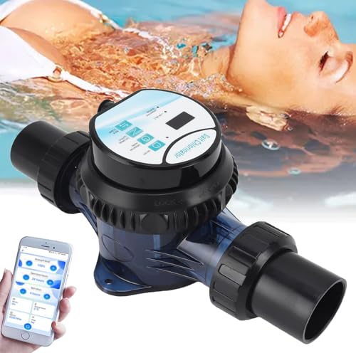Clorador de agua salada para piscinas enterradas, generador electrolítico de cloro salino, con celda de titanio autolimpiable y control por aplicación, para piscinas de hasta 13,000 galones,6g/h