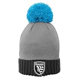 Outerstuff MLS Youth Girls San Jose Earthquakes Cuffed Knit with Enlarged Pom Hat, One Size Fits Most