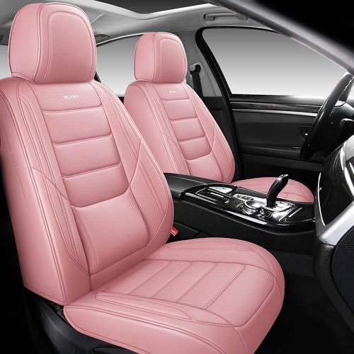 NS YOLO Full Coverage Faux Leather Car Seat Covers Universal Fit for Cars,SUVs and Pick-up Trucks with Waterproof Leatherette in Auto Interior Accessories(Pink)