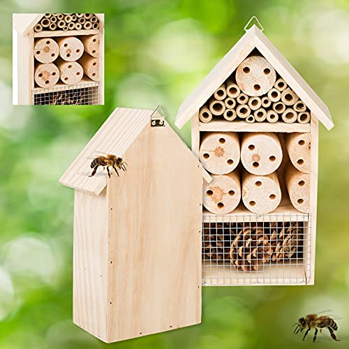 Smart Planet Insektenhotel 15cm x 25cm mit Halterung für eigenen Garten - Nistplatz als Überwitterungshilfe… – Bild 3