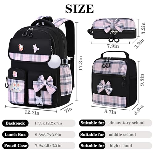 Girls Backpack,Kids School Backpack With Lunch Box Pencil Case Set,Cute Childrens Schoolbag For Girls2