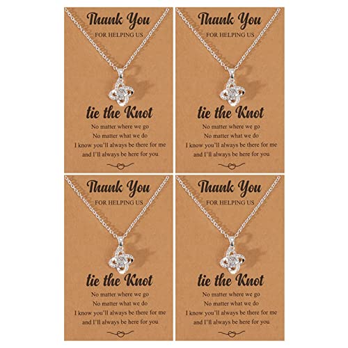 choice of all 2/3/4/6/8Pcs Bridesmaid Gifts Bridesmaid Necklace for Women Tie The Knot Necklace...