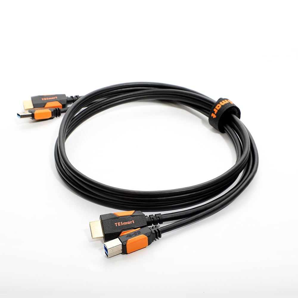 TESmart Câble commutateur KVM 8K HDMI+USB 1,5 m, câble double multifonction HDMI 2.1 et USB 3.0, câble combiné compatible pour KVM Switch