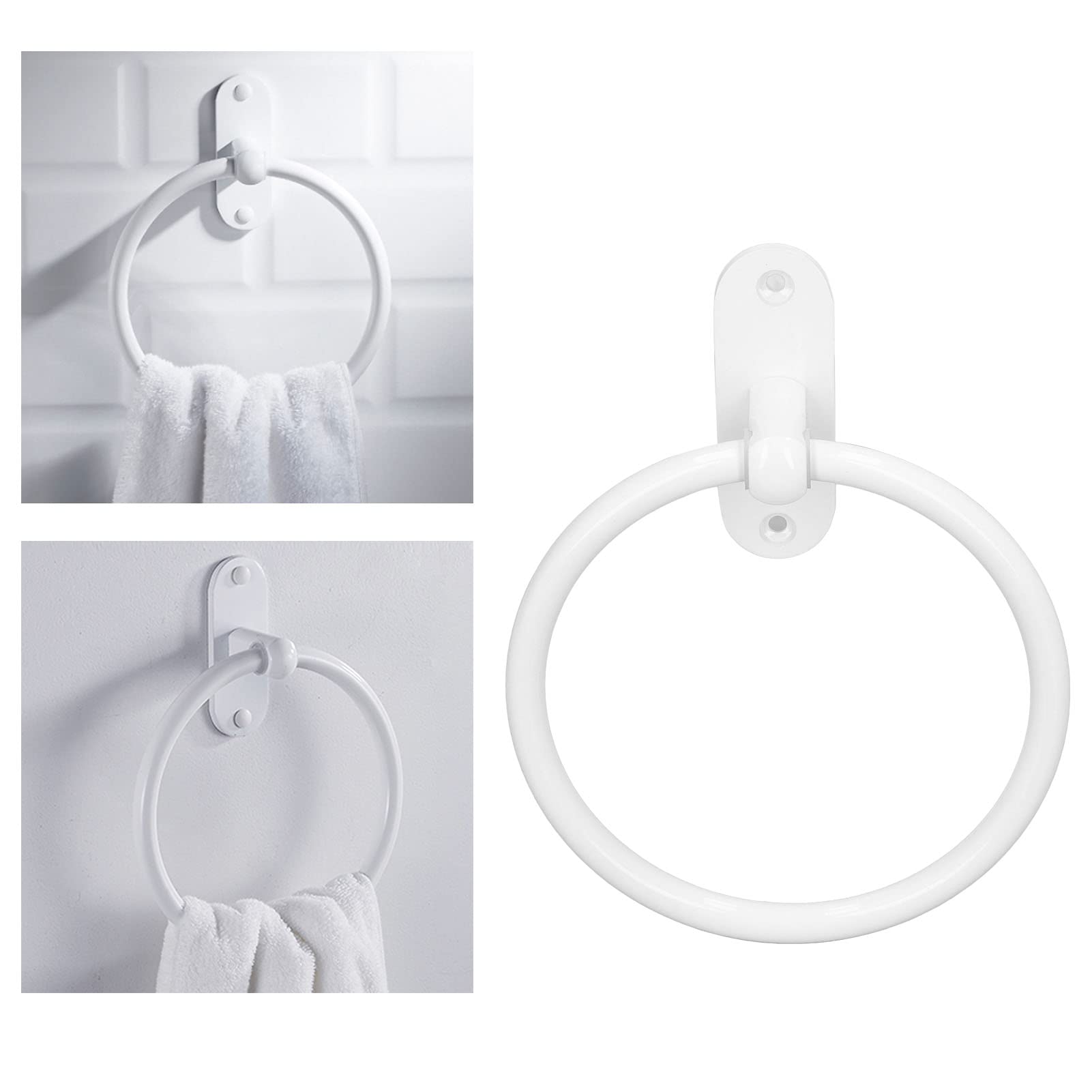 Porte Serviette Anneau Porte-serviettes Rond Blanc Moderne, Porte-serviettes De Salle De Bain Mural Avec Un Design élégant, Matériel De Bain Durable Et Accessoires Pour La Décoration De La M