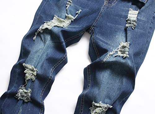 Boy Skinny Jeans Fit Ripped Destroyed Distressed Stretch Slim Jeans Pants #TOP2