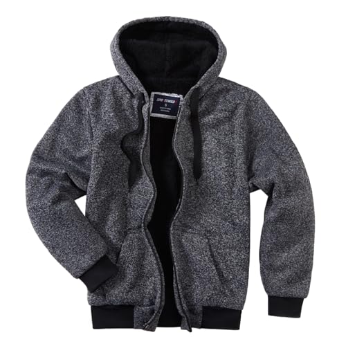 Image of LeeHanTon Sherpa Lined Hoodies for Men Heavyweight Full Zip Up Sweatshirt Thick Fleece Winter Warm Work Jackets Plus Size