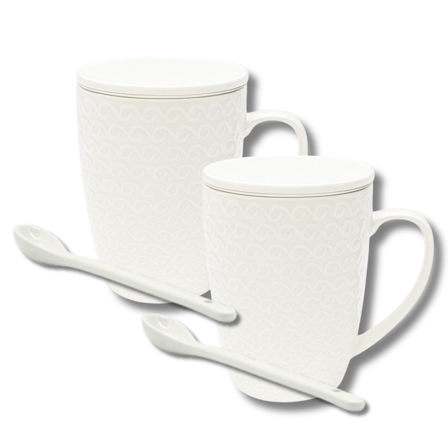 Set 2 Pezzi Tisaniere Tazze con Cucchiaio Filtro e Coperchio in Porcellana Liscia e Resistente Tisana The Infusi Elegante Idea Regalo