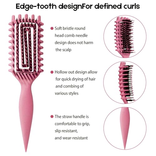 Image of Curly Hair Brush Candybrush Curl Defining Brush for Detangling Shaping and Defining Curls for Women, Men, Wet & Dry Hair (Pink)