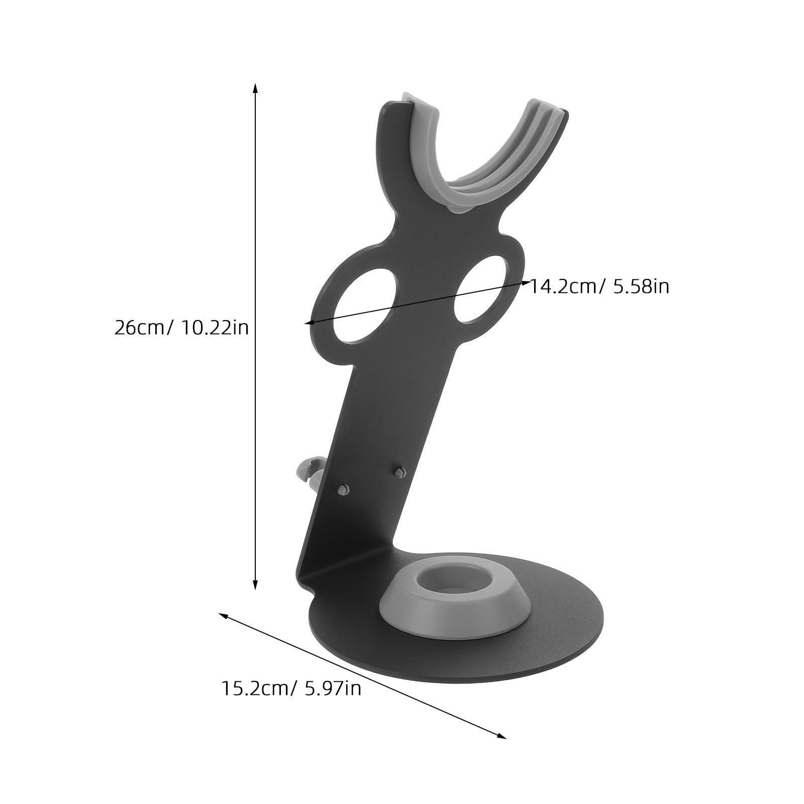 Soporte para Secador de Pelo de Escritorio Negro de Metal y Plástico | Organizador de Encimera para Baño y Tocador, Diseño Moderno, Mantenimiento Fácil, Ahorro de Espacio