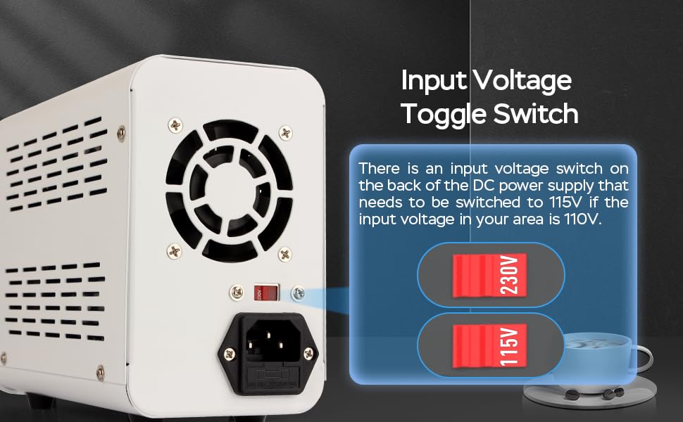 Miniatura 4 de Fuente de alimentación de CC variable, fuente de alimentación de banco de 30 V 10 A con codificador perilla de ajustes gruesos y finos, fuentes de
