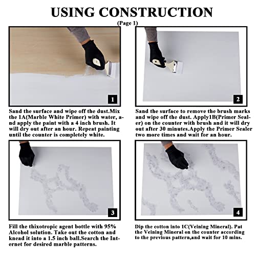 Glainte MCPK White Marble Countertop Paint Kit Kitchen Bathroom Counter Top Refinishing Kit thumb #4