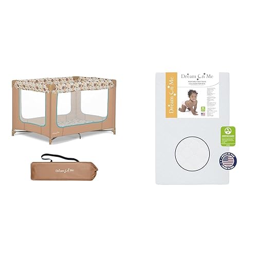 Dream On Me Zodiak - Corral portátil en café y azul y acebo de fibra portátil de 3 pulgadas, certificado Greenguard Gold, cubierta de vinilo