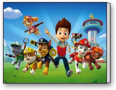 Scottshop Custom Paw Patrol Gallery Wrapped Canvas Print 14" x 11" Inch - Stretched and Framed Ready to Hang Bedroom/Living Room Decorations Canvas Wall Art