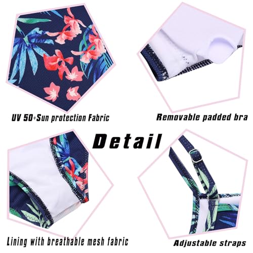 Arshiner Girls 3 Piece Swimsuit for Teen Girl Tankini Swimsuits Bathing Suit Beach Floral Bikini Swimwear with Skirt4