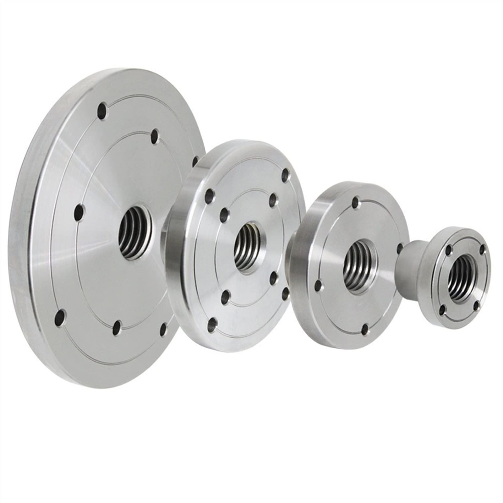 Shundeed One Color 4Pcs Steel Wood Lathe Faceplate Set For Woodlathes With 1" X 8Tpi Spindle - 1 Ea 2", 3", 4", 6"