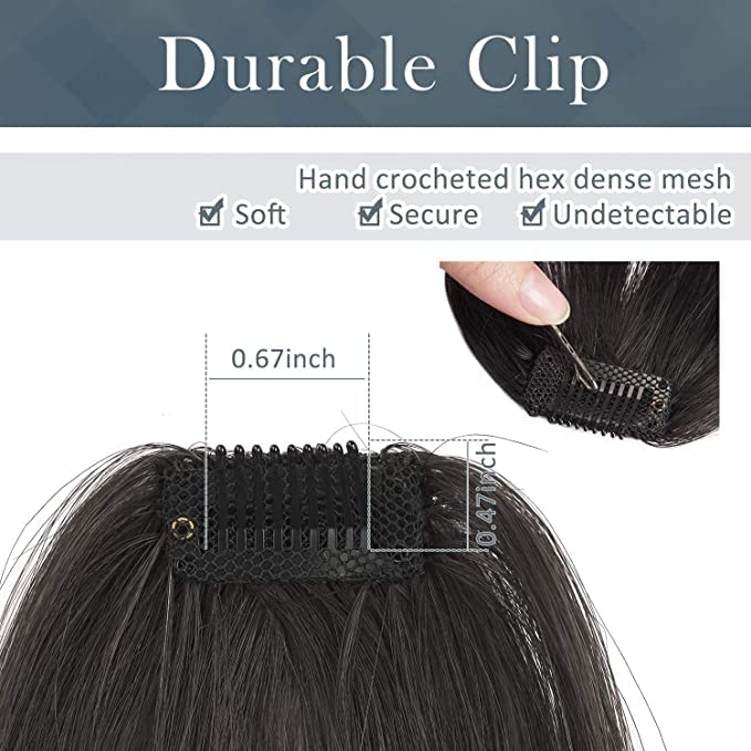 Image of Firstly Traders Clip In Bangs Fringes Human Hair Extension Piece Extensions for Women Girls Party Accessories| With Sides (Natural Black)