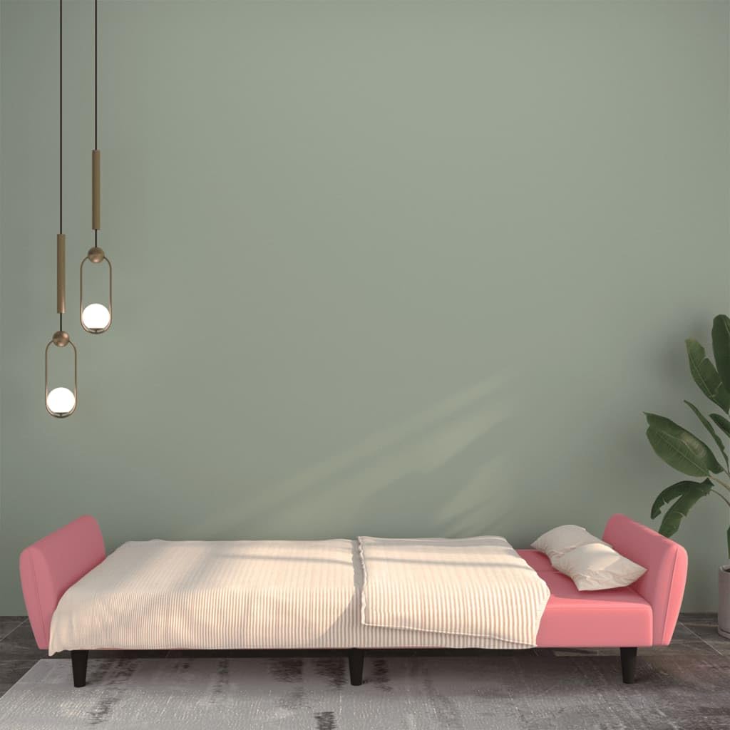 Sofá cama de 2 plazas, terciopelo rosa, 220 x 84,5 x 69 cm, con función de clic, diseño moderno, cómodo y robusto, para salón, habitación juvenil, espacios pequeños