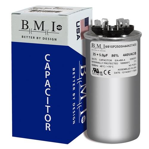 ⚠️LP 25 + 5 uF x 370 or 440 VAC Round - BMI USA Made Capacitor