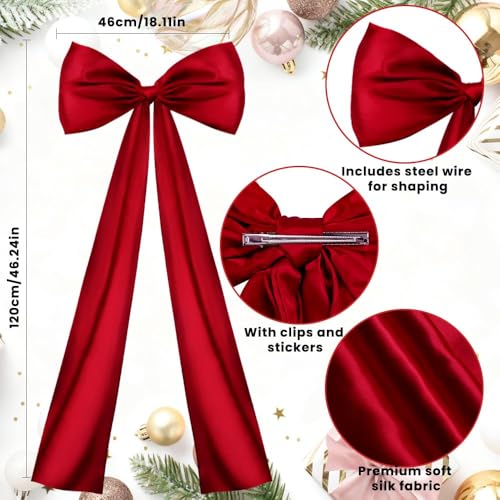 Lazo rojo para árbol de Navidad de fácil colocación que mantiene su forma siempre 4