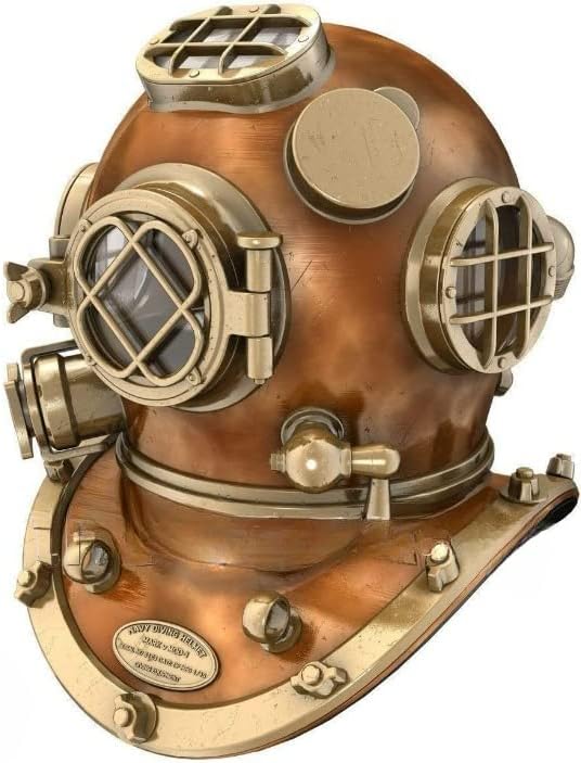 Vintage U.S Navy Mark V Copper Brass Diving Divers Helmet Antique SEA Nautical