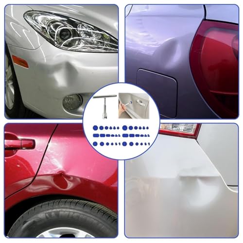 Image of Car Dent Puller Kit with T-Bar Slide Hammer & 18 Tabs - Paintless Dent Removal Tool | DIY Dent Repair Kit for Cars, Bike, Fridge, Metal Surfaces