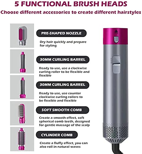 Image of 6 in 1 Hot Air Brush Hair Dryer & Volumizer, Multifunctional Hair Styler Tool for Women | Detachable Blow Dryer Brush, Hair Straightener, Curler & Crimper | Auto-Wrap Rotating Comb with Ionic Technology | Salon-Style Fast Drying & Easy Home Styling