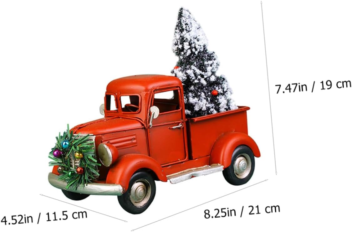 IMIKEYA 1pc Vintage Iron Pickup Truck Model Decoration for Christmas Home Office Retro Car Sculpture Assorted Color Ornament for Holiday Decor