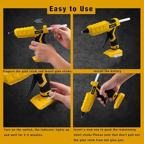 Image of Mellif Cordless Hot Glue Gun Compatible with Dewalt 20V Max Battery | Tool Only, Electric Melt Glue Gun w / 20 0.43 inch Glue Sticks, Full Size, Fast Preheating, High Temp for Arts, Crafts, Decoration
