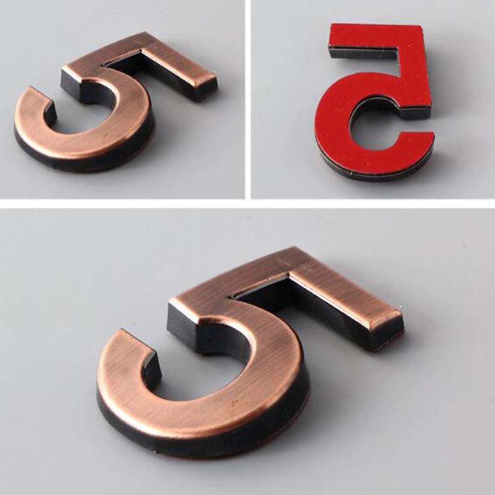 LIOOBO 10pcs 0-9 Numero di Targa per la Porta dell'hotel Numero civico Indirizzo Targa 5CM (Bronzo)