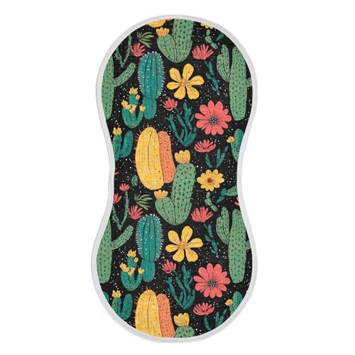 xigua Cactus and Flowers Baby Burp Cloths for Newborn Boys and Girls 1 Pack, Soft & Absorbent Cotton Baby Burp Cloth, Baby Washcloths, Newborn Towel, Burp Rags
