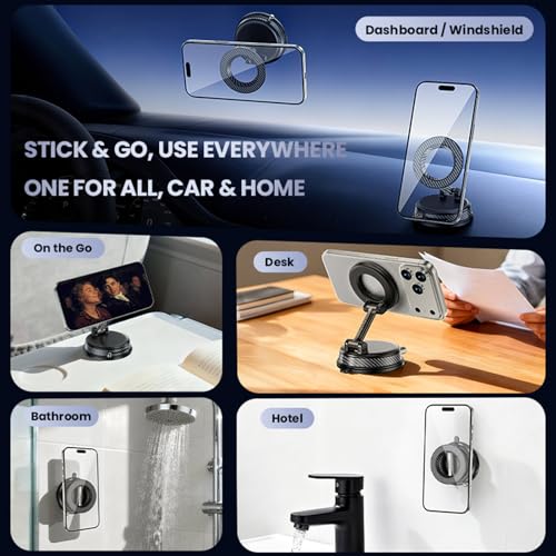 Image of 360 Adjustable Magnetic Phone Holder for ,iPhone 17 Pro Max, 16, 15, 14, 13, 12, Air Plus & More | Ideal for Cars, Kitchens, Bedrooms, Gyms & Other Locations | Secure, Versatile & Convenient