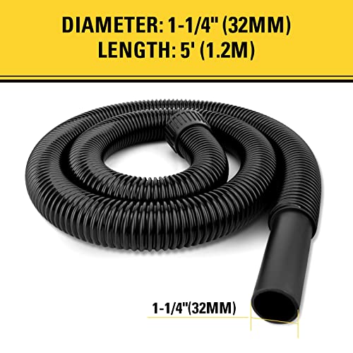 Stanley 25-1204 Wet Dry Vacuum Hose 1-1/4 Inch, 5 Feet, Fit For 2.5-5 Gallon Shop Vacuums, Compatible With Stanley Sl18130P, Sl18129 #TOP2