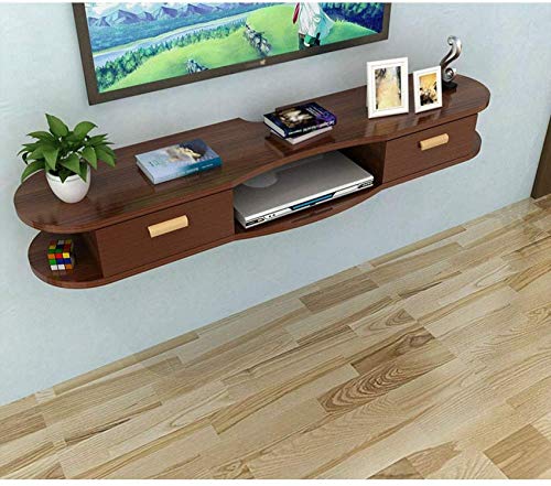 Schwimmende TV-Regale mit Tür, an der Wand montierte Medienkonsole Holz hängender TV-Schrank Multimedia-Wandregal für Kabelboxen Router