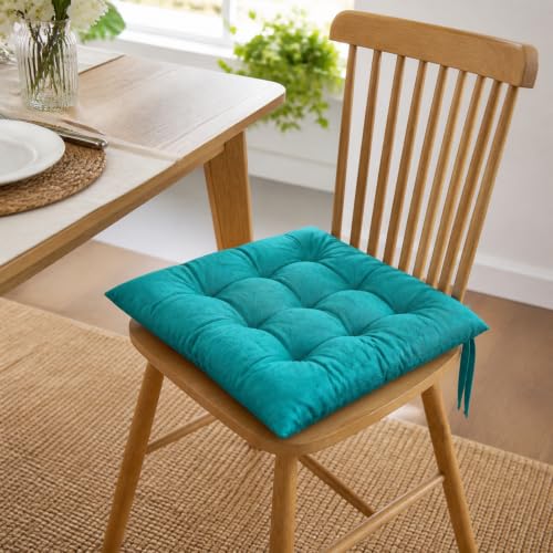 Image of CASA-NEST Chair Pad Cushion 45x45 cm 1 Pc, Tufted Seat Cushion for Dining Chair, Study Chair, Office Chair, Teal
