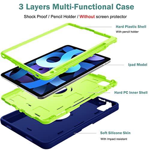 Hocase For Ipad Pro 11" 2022 Case, Ipad Air 5/4 Case, Heavy Duty Shockproof Soft Silicone Rubber+Hard Pc Hybrid Protective Case For Ipad Pro 11" 4Th/3Rd/2Nd/1St Gen & Ipad Air 5Th/4Th Gen - Navy Blue #TOP4