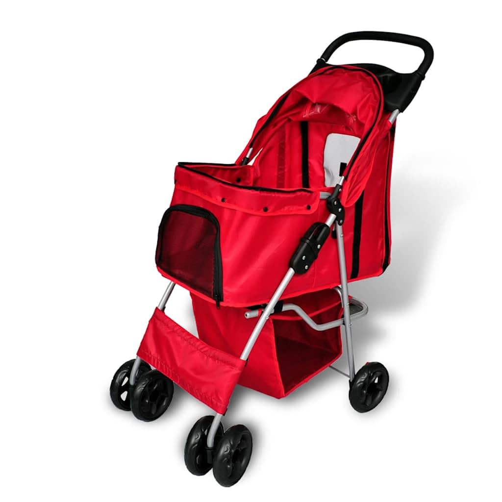Wózek dla psa Buggy czerwony z koszem do przechowywania