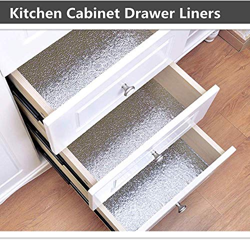 Gerusea Kitchen Backsplash Stickers,15.7X196.9 Inch, Self Adhesive Shelf Liner Drawer Liner Peel And Stick Foil Wallpaper Cabinets Shelf Sticker (0.4Mx5M, Orange Peel Texture-Silver) #TOP3