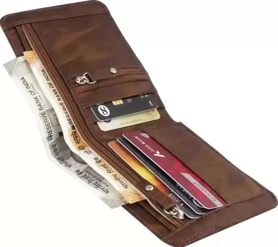 Image of SAMTROH Double Zipper Pu Leather Wallet for Men | 3 Card Slots | 2 Secret Compartments | 2 Currency Compartments | 1 Coin & Zip Pocket