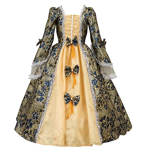 Plus Size Girls Historical Victorian Dress Kids Birthday Prom Ball Gowns for Child Theater Clothing