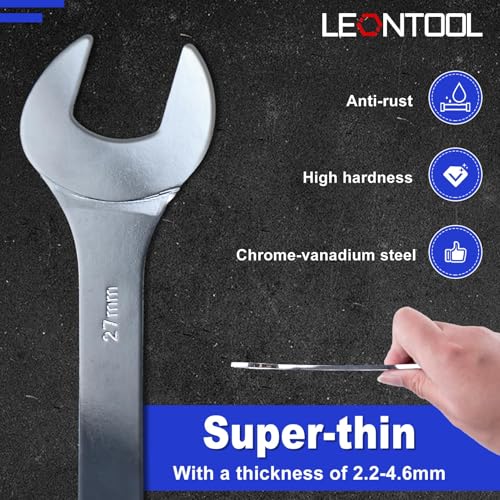 LEONTOOL 9-Piece Super-Thin Open End Wrench Set Metric Including 5.5, 7, 8, 9, 10, 11, 12, 13, 14, 15, 16, 17, 19, 21, 22, 23 - Image 4