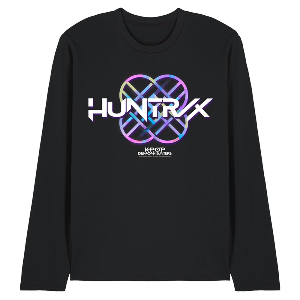 K-Pop Demon Hunters - Huntrix Huntr/X Pastel Logo Unisex Long Sleeve T Shirt, Black, XX-Large