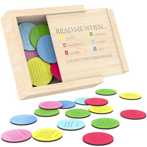Christian Gifts for Women Faith - Read Me When Bible Verses Box for Emotions and Feelings, Wooden Bible Verses Cards in a Box for Bible Study, Christmas Gift Ideas for Women, Men, Mom, Dad and Friends