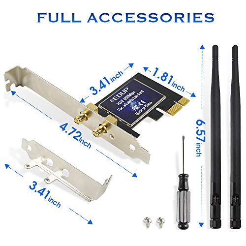 WiFi PCIe Card Ac 1200Mbps Wireless Dual Band PCI Express Adapter 802.11ac Network Card with 2×6dBi High Gain Antennas for Desktop PC Gaming, Support Windows 7/8.1/10 - Thumbnail 4