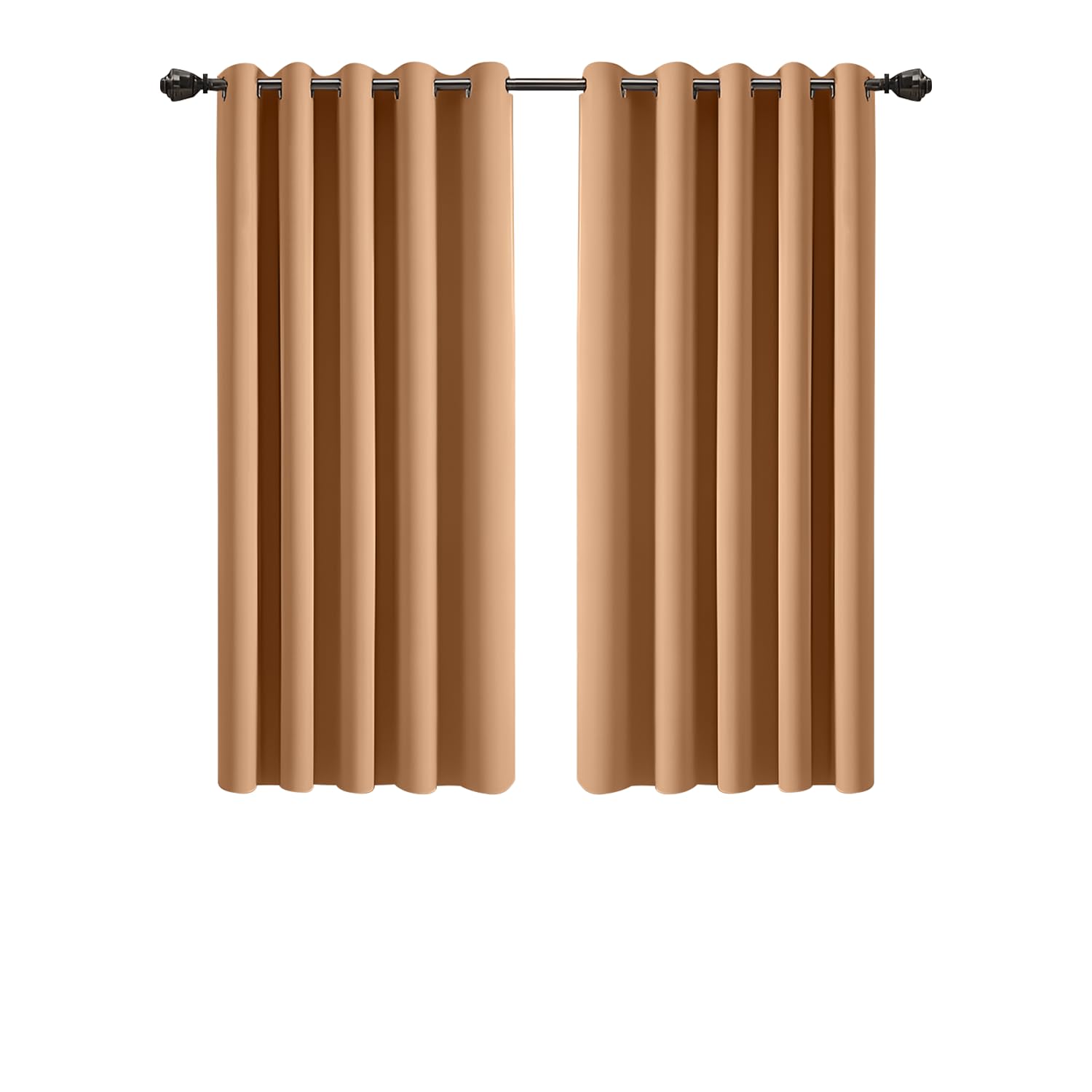 Imperial Rooms Blackout Curtains for Bedroom 46x54 Inch Eyelet Beige Curtains Window Treatments Super Soft Ring Top Living Room Curtain 2 Panels with Tiebacks