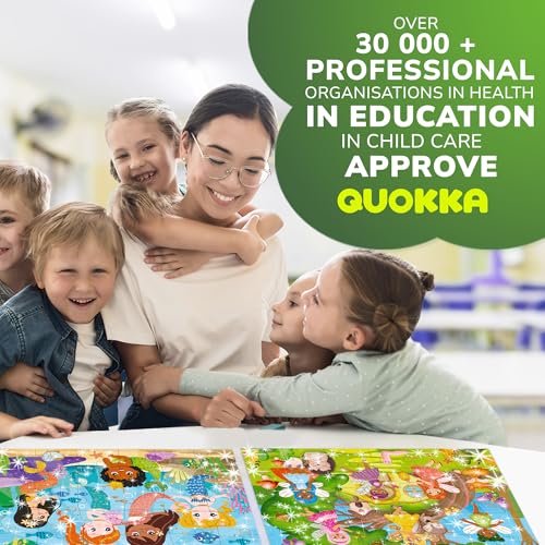 Image of QUOKKA Puzzles for Toddlers 3-5 - Shimmer 4-Pack 30 Pieces Puzzles for Kids Ages 2-4 - Fairy Tale Jigsaw Set with Princess Unicorns for Kids 4-6 Years, Gift for 3 Year-Old Boy Girl, FSC Certified Toy