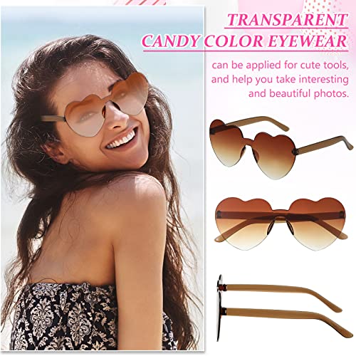 Zhengmy 100 Pairs Heart Glasses Heart Shaped Rimless Sunglasses Transparent Candy Color Heart Sunglasses Eyewear for Women Girls Party Favor3