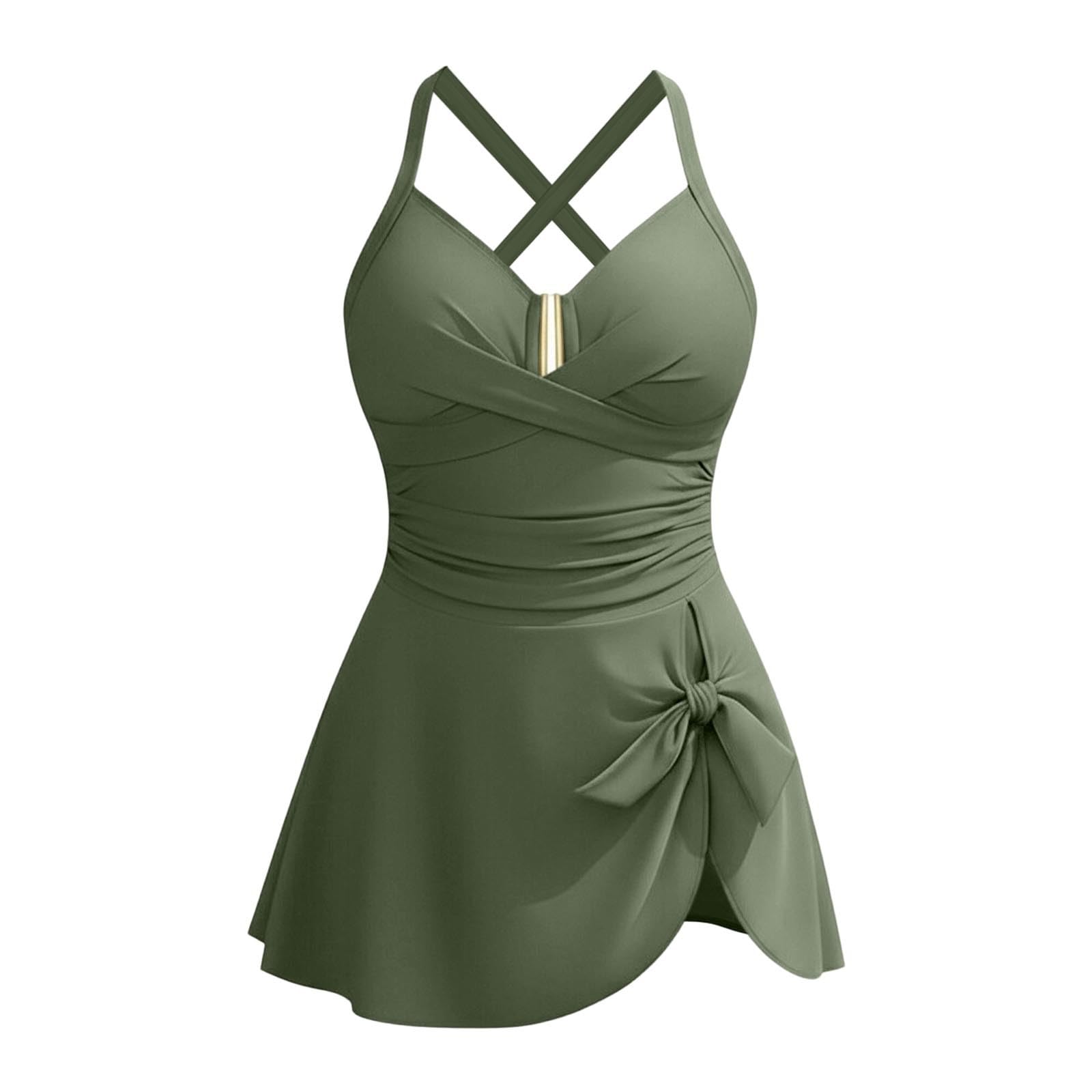 Costume Intero Modellante con Pannello Frontale Snellente, Donna, Effetto Push up Pancia, per Spiaggia e Piscina