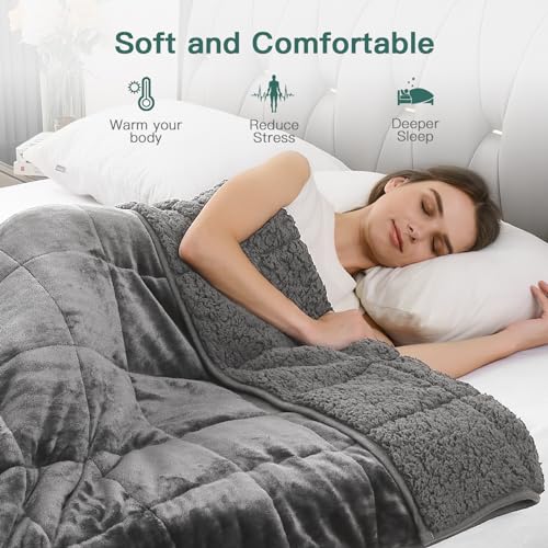Lofus-Sherpa-Fleece-Weighted-Blanket-15-lbs-Heavy-Blanket-with-Soft-Plush-Flannel-Reversible-Queen-Size-Super-Soft-Extra-Warm-Cozy-Fluffy-Blanket-60-x-80-inches-for-Adult-Bed-Couch-Grey