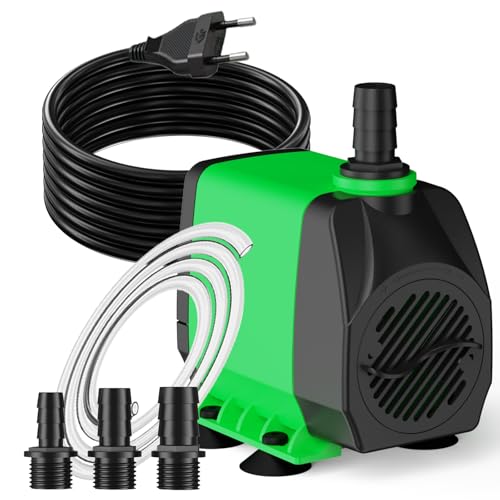 Springbrunnenpumpe 60W 3000L/H Teichpumpe Mit 3m Extra-Langes Kabel Schutz vor Überhitzung Funktion Ultra Leise Aquariumpumpe Wasserpumpen für Brunnen, Hydroponik-Systeme, Submersible Tauchpumpe